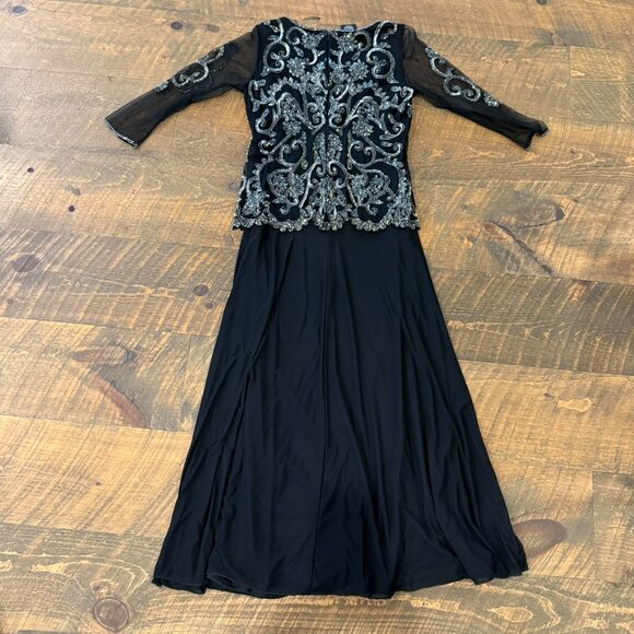 Black and Silver Embelished Formal Gown - Picture 3 of 4